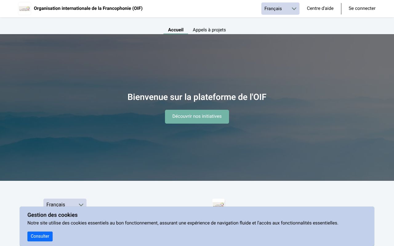 Homepage screenshot of appelsaprojets.francophonie.org