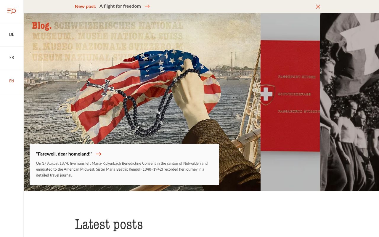 Homepage screenshot of blog.nationalmuseum.ch