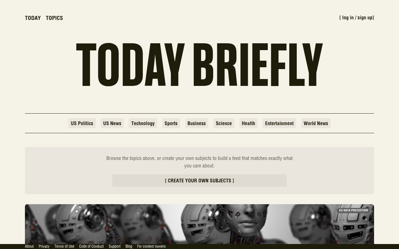 Homepage screenshot of briefly.co
