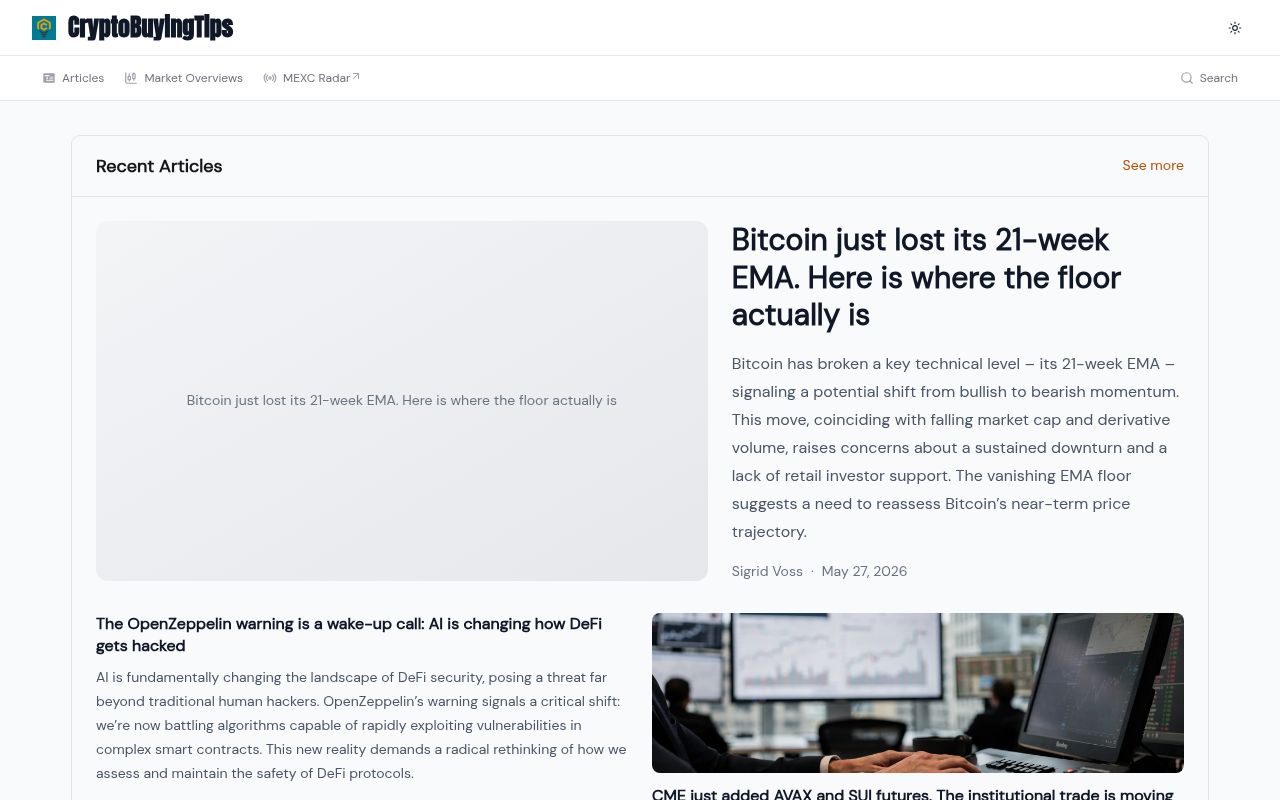 Homepage screenshot of cryptobuyingtips.com