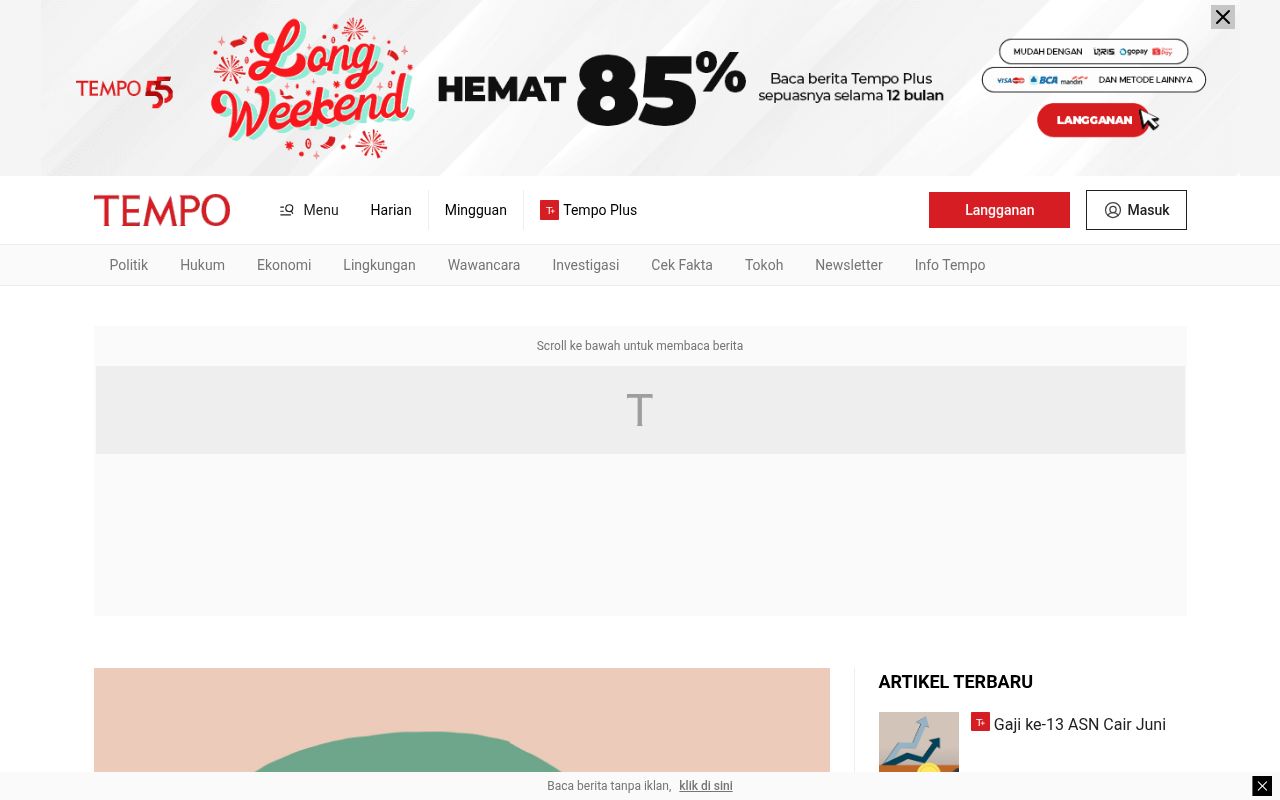 Homepage screenshot of difabel.tempo.co