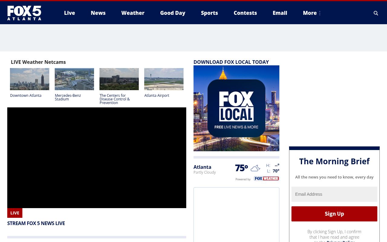 Homepage screenshot of fox5atlanta.com