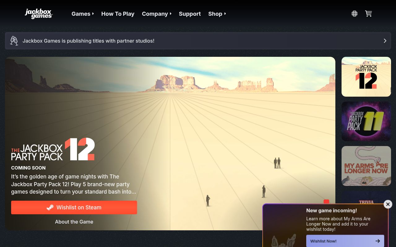 Homepage screenshot of jackboxgames.com