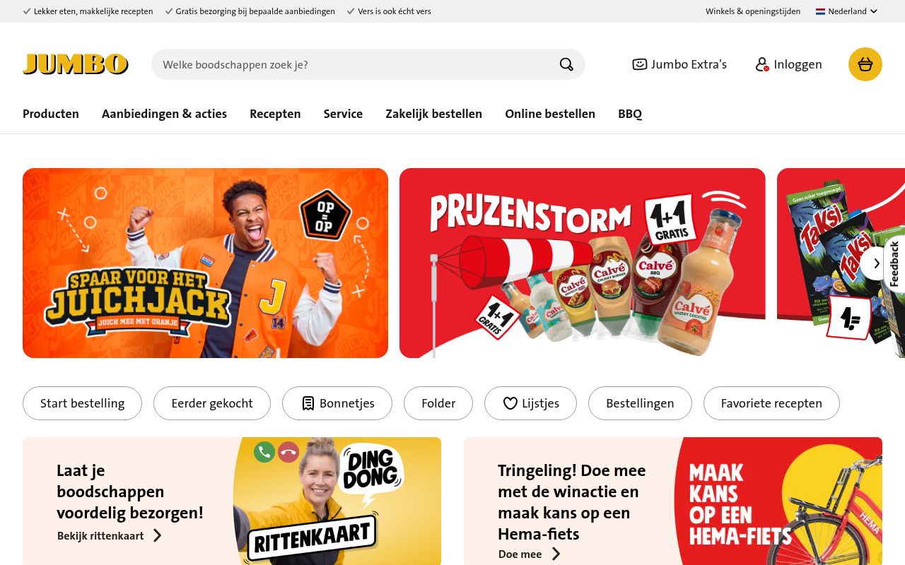 Homepage screenshot of jumbo.com