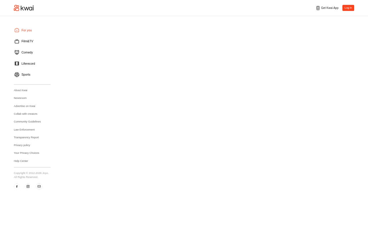 Homepage screenshot of k.kwai.com
