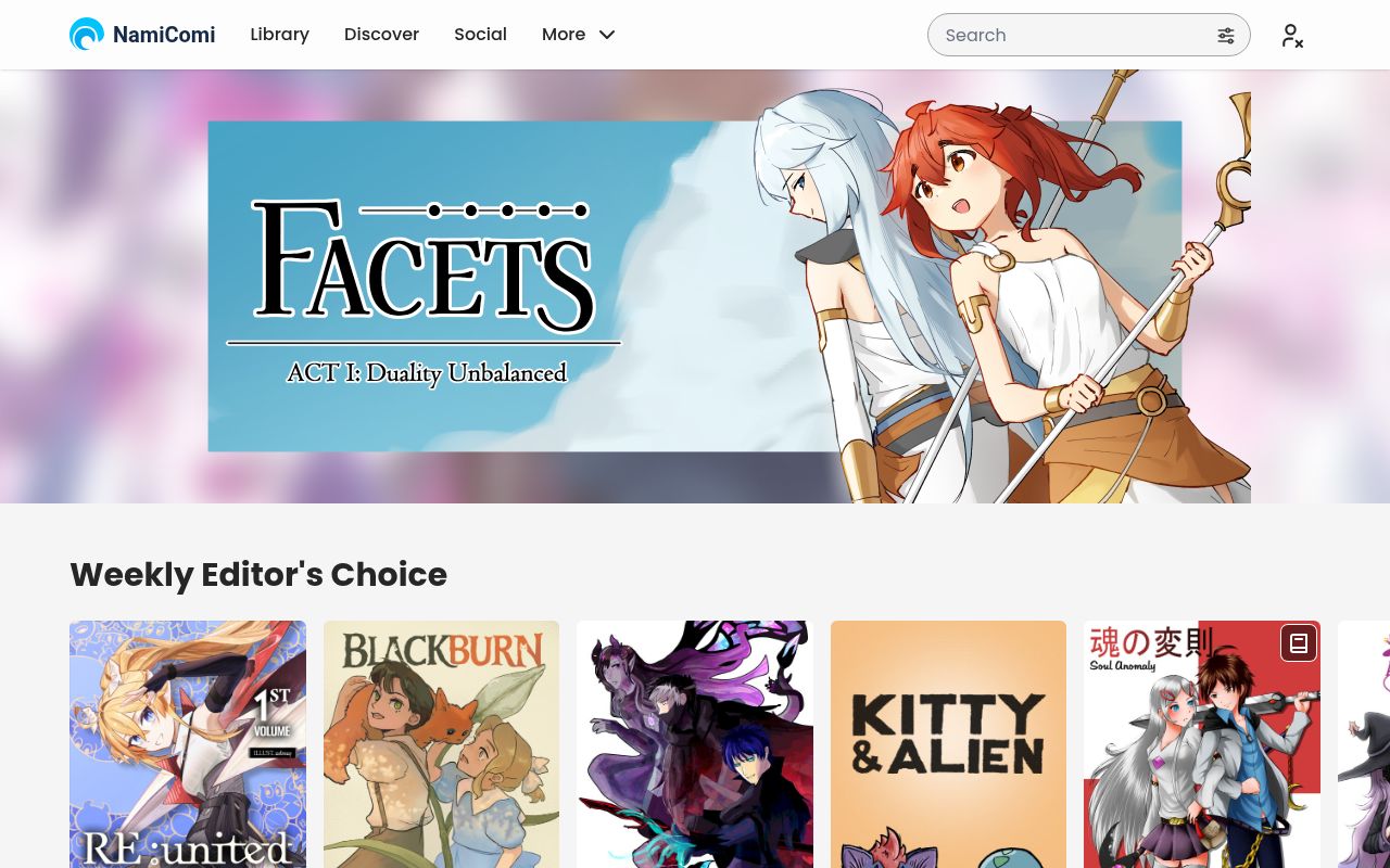 Homepage screenshot of namicomi.com