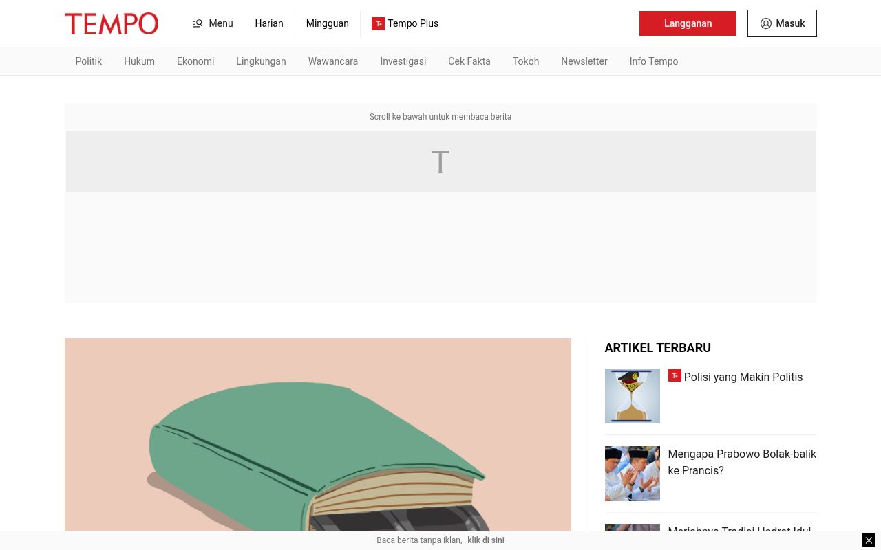 Homepage screenshot of nasional.tempo.co