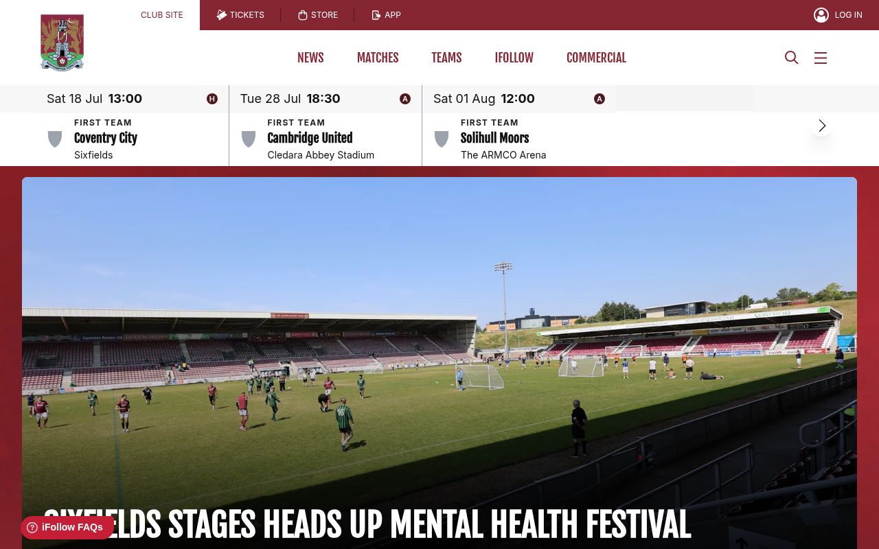 Homepage screenshot of ntfc.co.uk