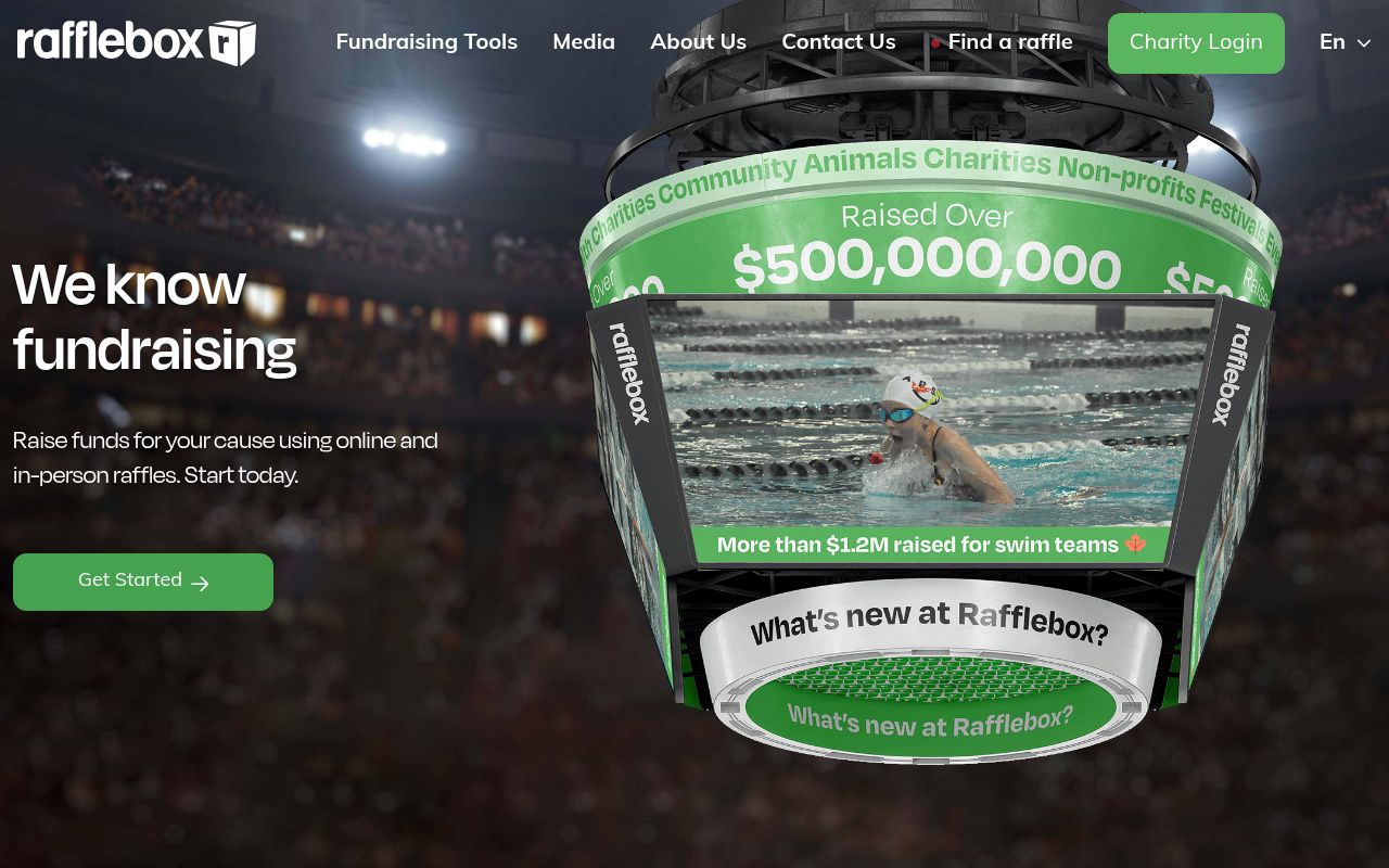 Homepage screenshot of rafflebox.ca