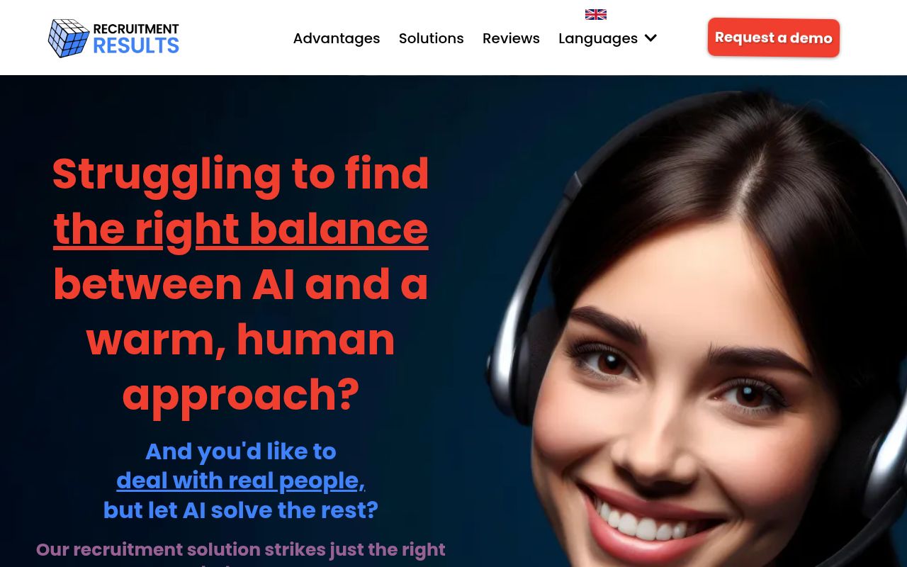 Homepage screenshot of recruitment-results.com