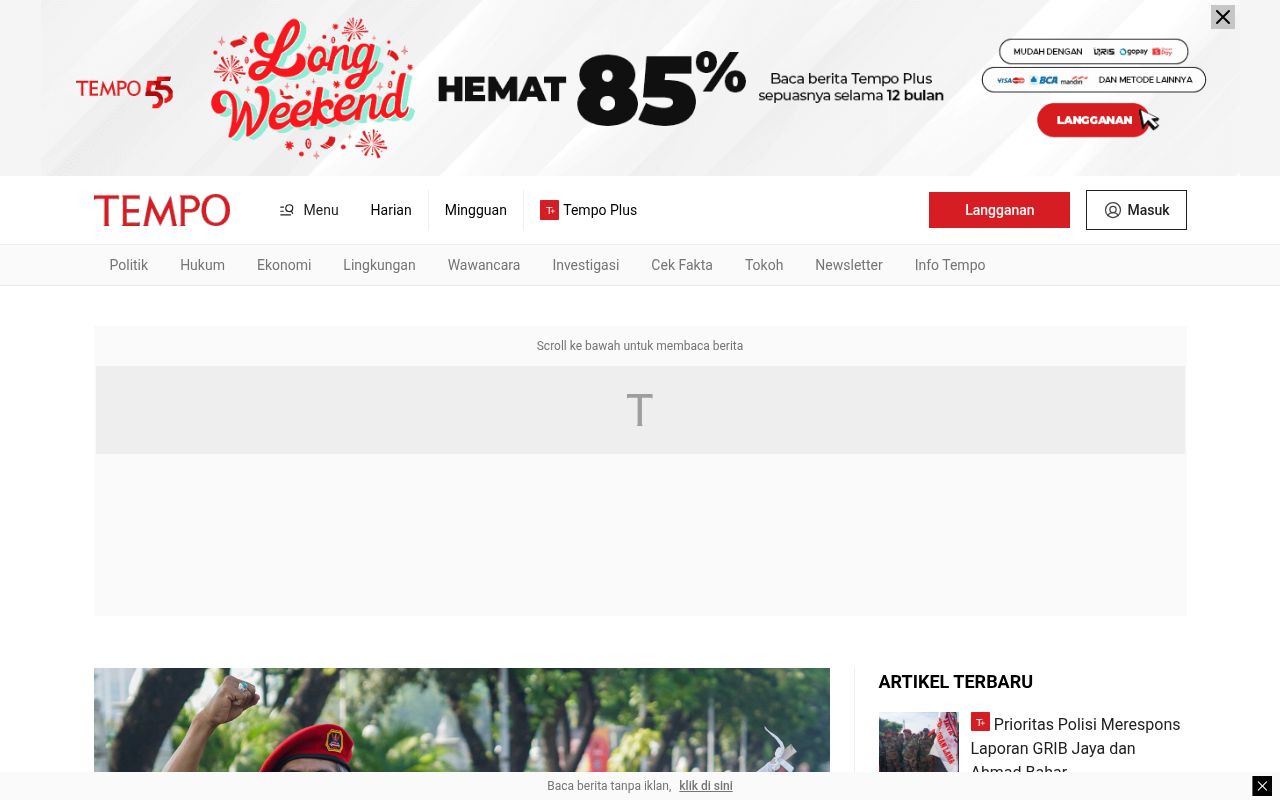 Homepage screenshot of seleb.tempo.co