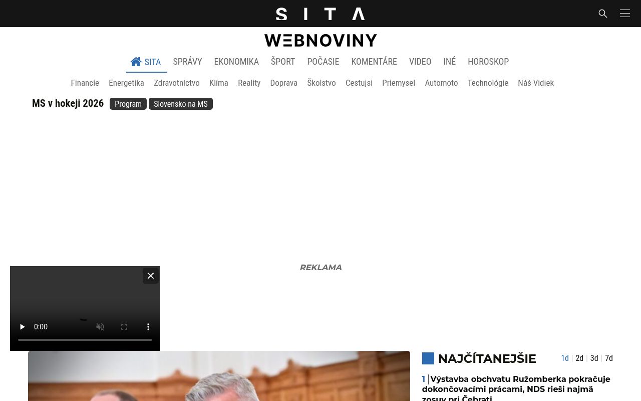 Homepage screenshot of sita.sk
