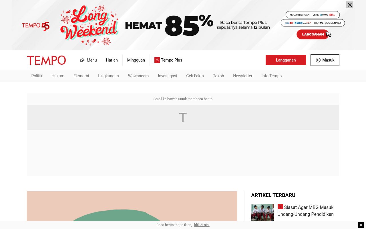 Homepage screenshot of tempo.co
